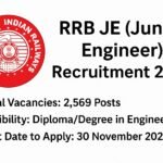 RRB JE (Junior Engineer) Recruitment 2025 - Apply Online for 2569 Posts