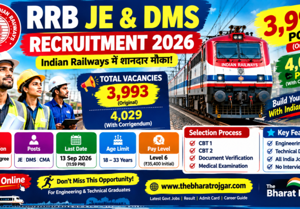 RRB JE & DMS Recruitment 2026: 3,993 Posts